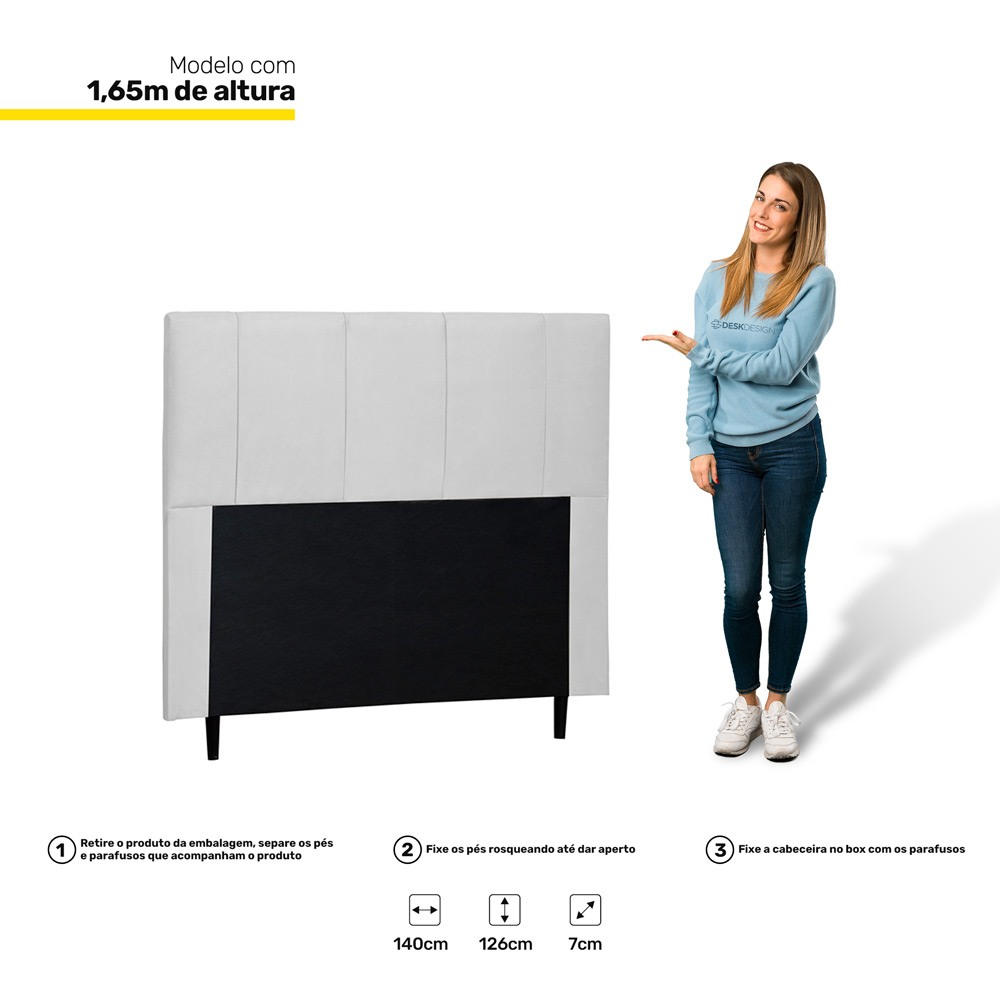 Cabeceira Cama Box Casal Donna 140cm Corano Branco - Desk Design
