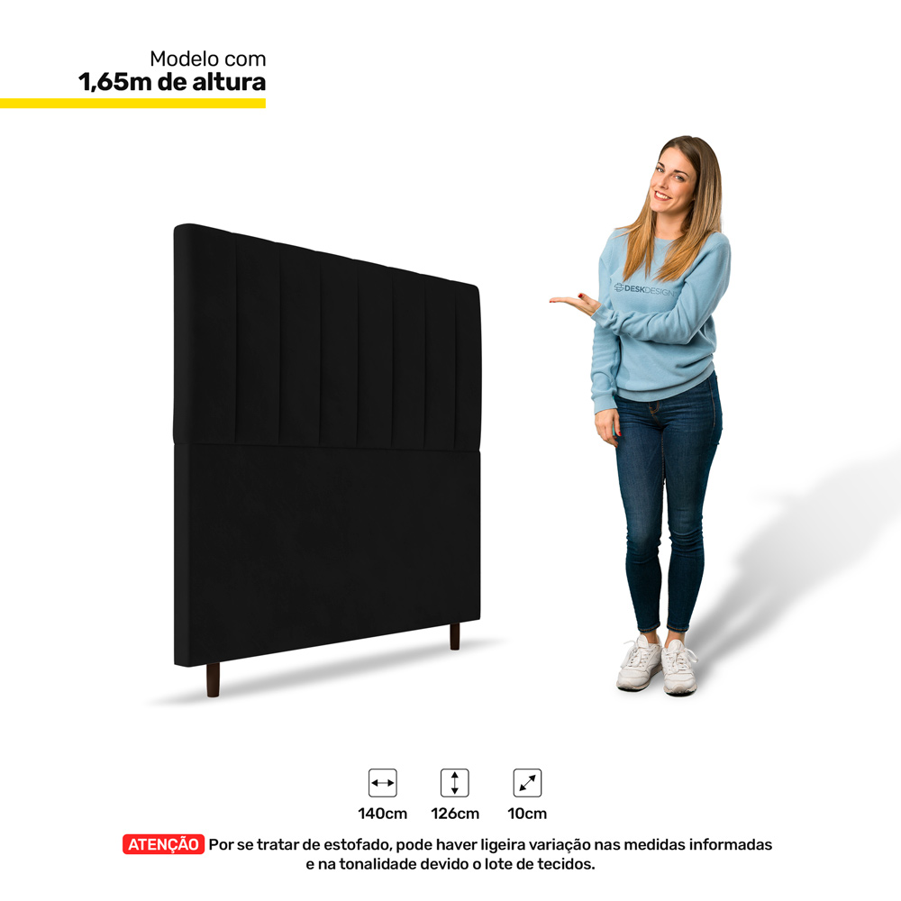 Cabeceira Cama Box Casal Itália 140cm Corano Preto - Desk Design