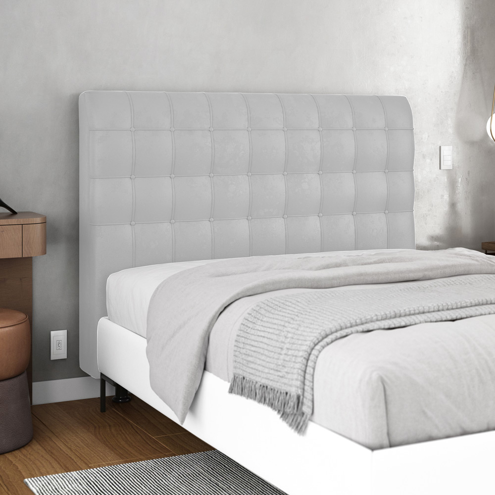 Cabeceira Cama Box Casal King Size Dahlia 195cm Com Frame Sintético Branco - Desk Design