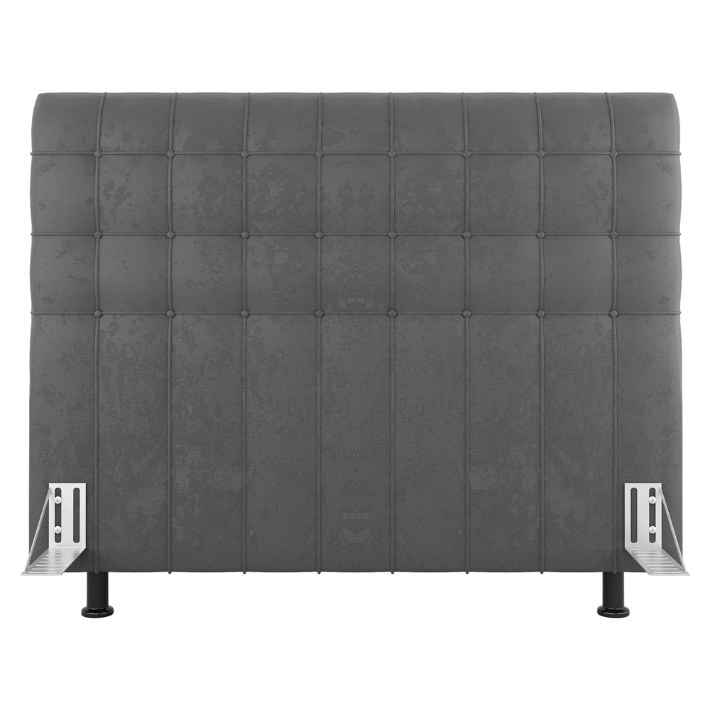 Cabeceira Cama Box Casal King Size Dahlia 195cm Com Frame Suede Cinza Claro - Desk Design