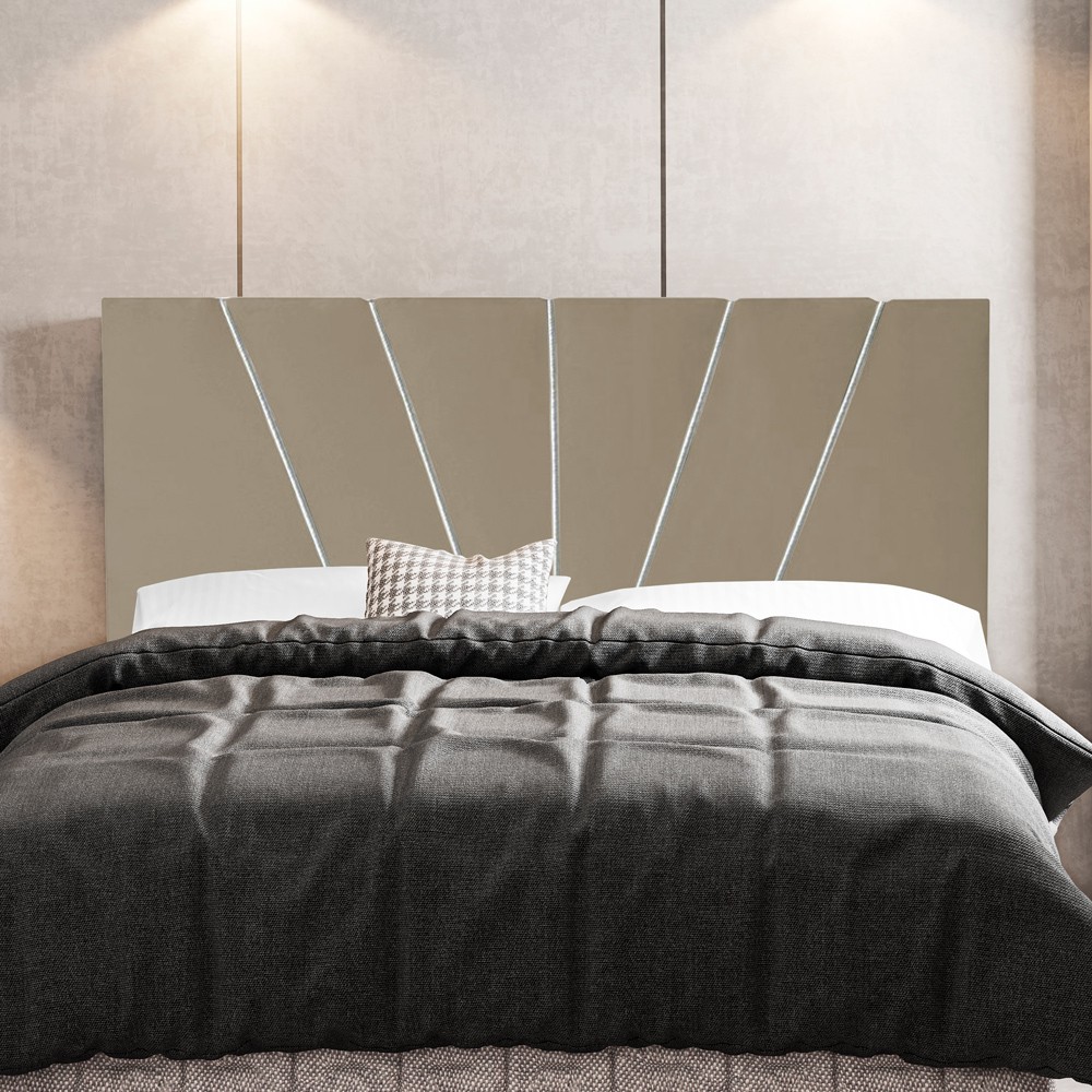 Cabeceira Cama Box Casal King Size Dallas 195cm Suede Bege - Desk Design