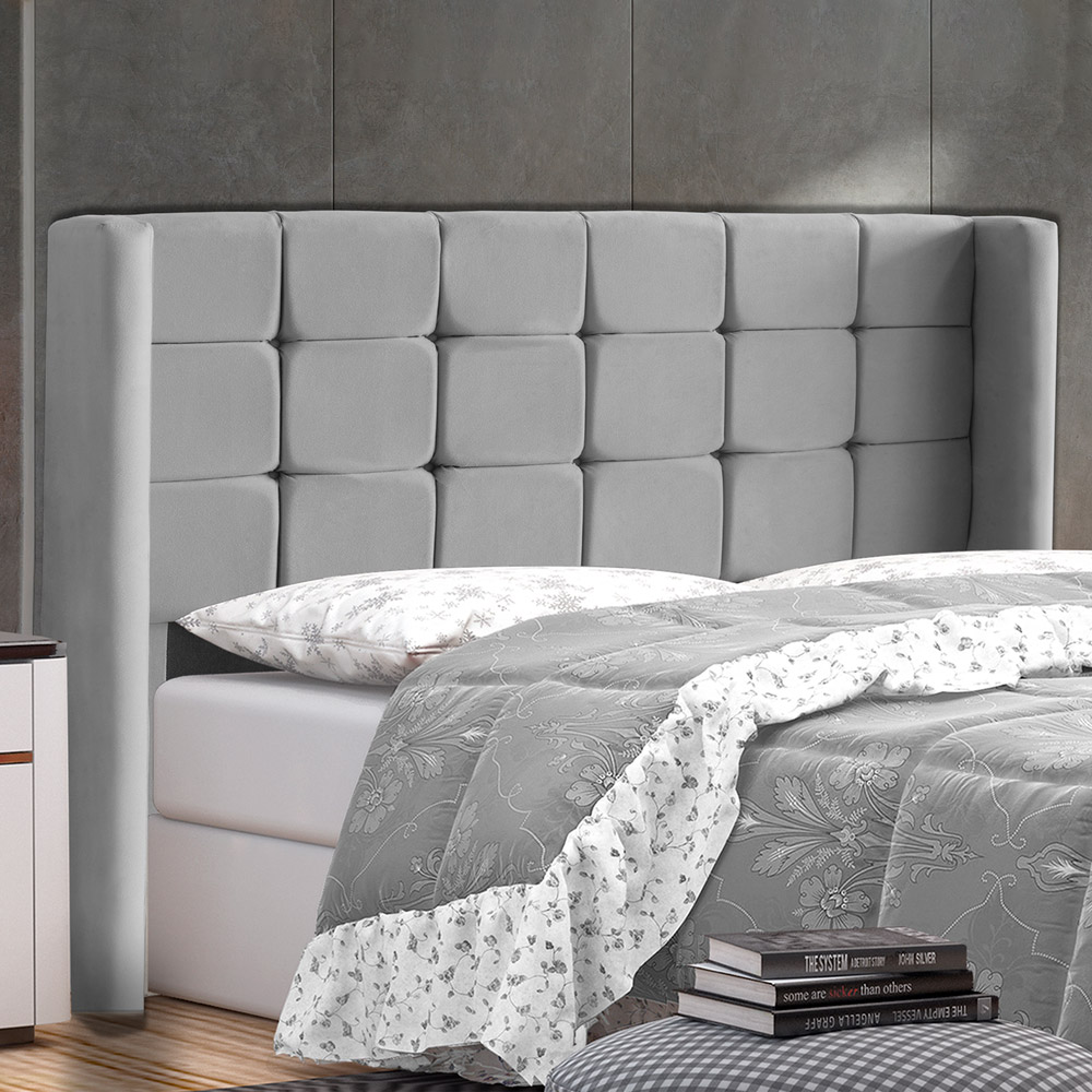 Cabeceira Cama Box Casal King Size Gioconda 195cm Com Frame Linho Cinza - Desk Design