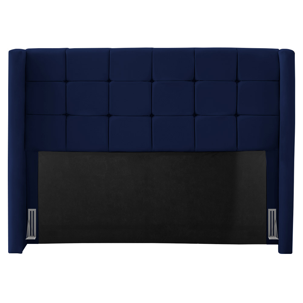 Cabeceira Cama Box Casal King Size Gioconda 195cm Com Frame Veludo Azul Escuro - Desk Design