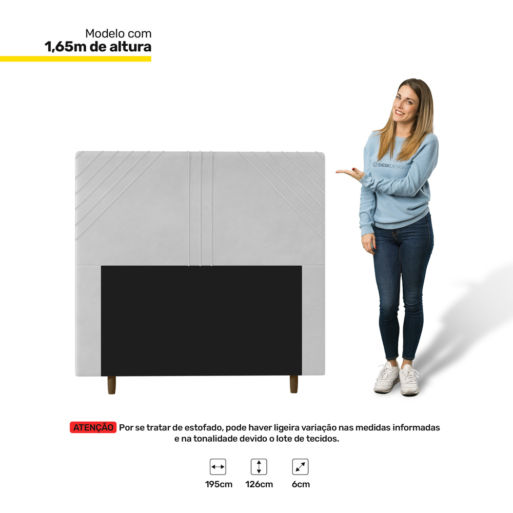 Cabeceira Cama Box Casal King Size Lisboa 195cm Corano Branco - Desk Design