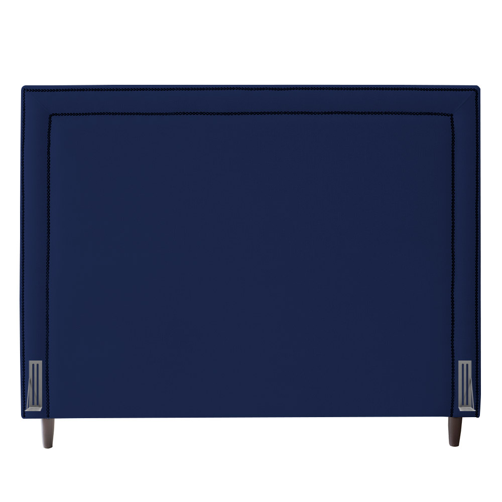 Cabeceira Cama Box Casal King Size Maísa 195cm Com Frame Veludo Azul Escuro - Desk Design