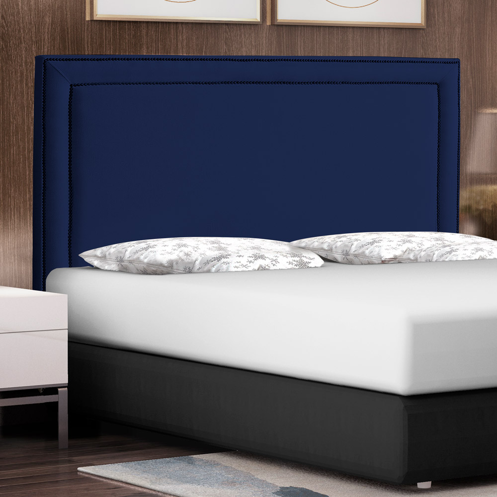 Cabeceira Cama Box Casal King Size Maísa 195cm Com Frame Veludo Azul Escuro - Desk Design