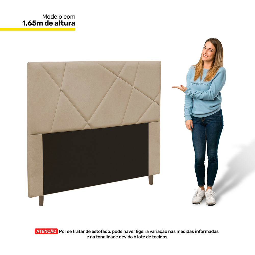 Cabeceira Cama Box Casal King Size Mali 195cm Suede Bege - Desk Design