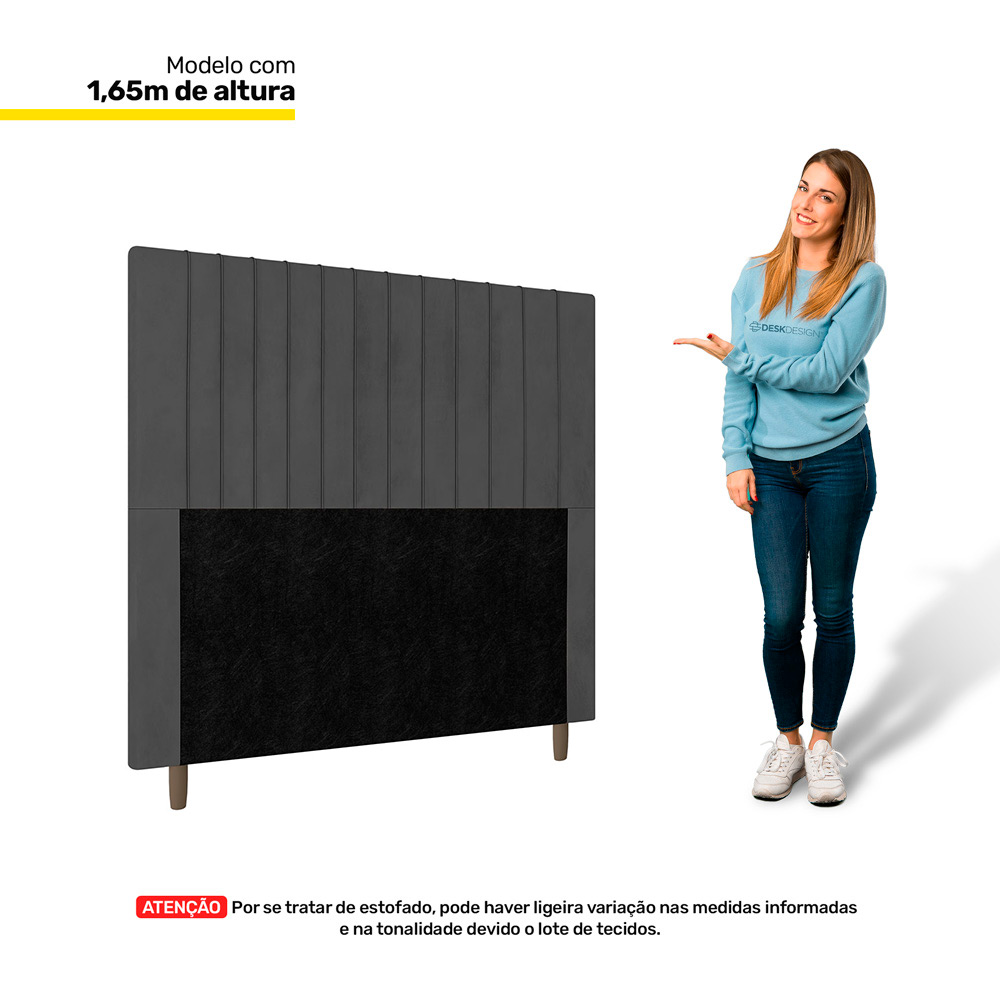 Cabeceira Cama Box Casal King Size Nala 195cm Linho Cinza - Desk Design
