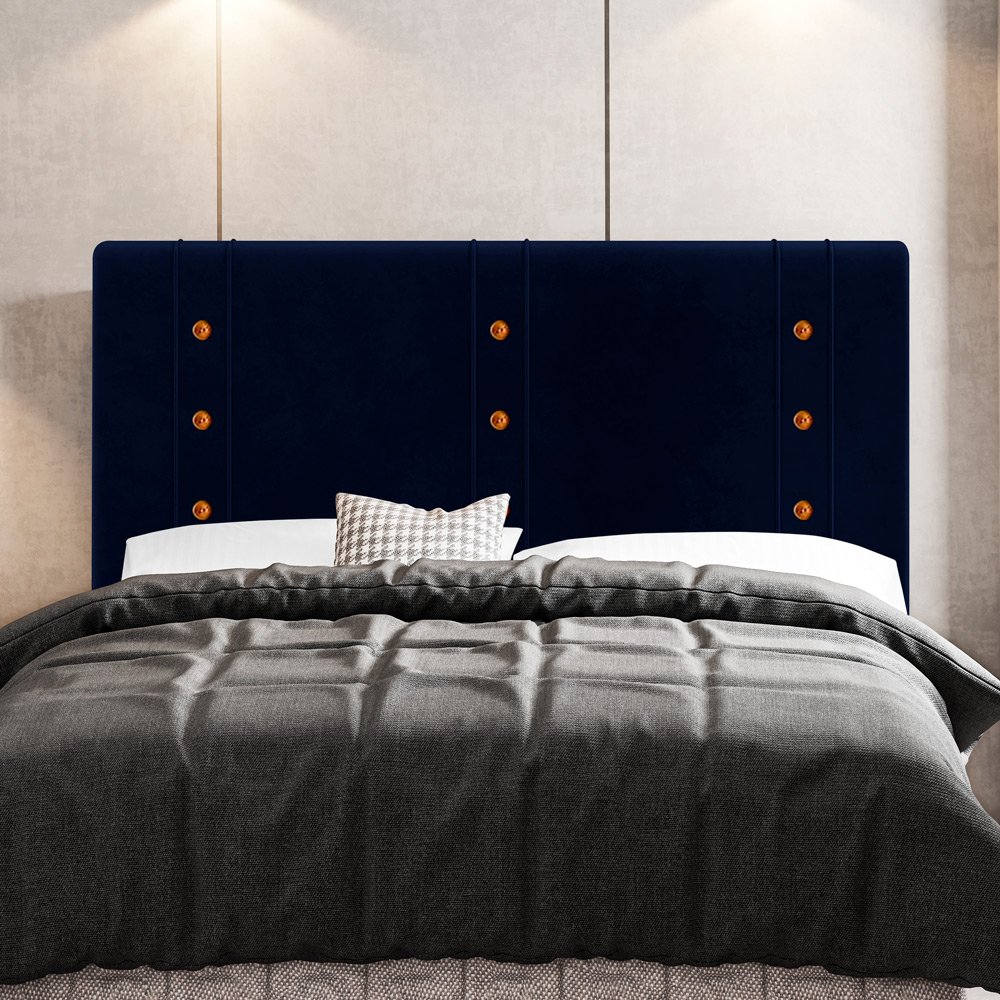 Cabeceira Cama Box Casal King Size Roma 195cm Veludo Azul Marinho - Desk Design