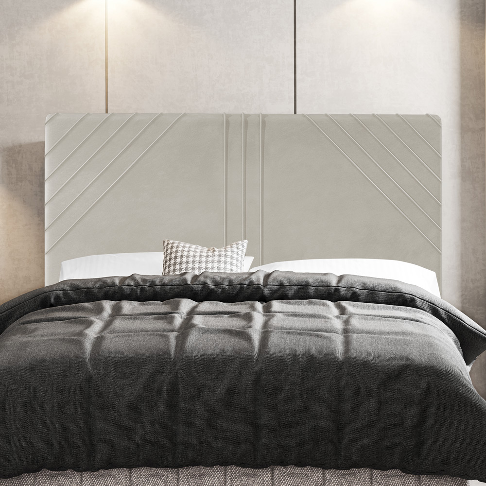 Cabeceira Cama Box Casal Lisboa 140cm Veludo Bege - Desk Design