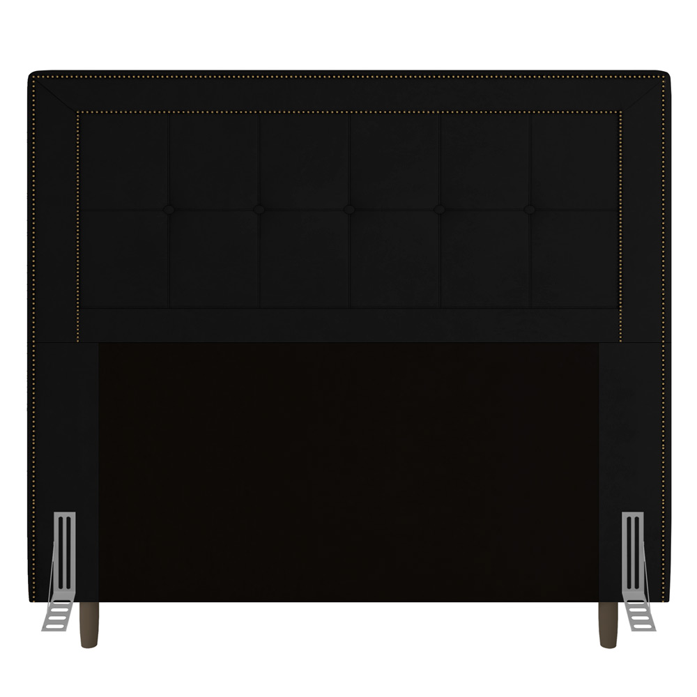 Cabeceira Cama Box Casal Luxor 140cm com Tachas e Frame Suede Preto - Desk Design