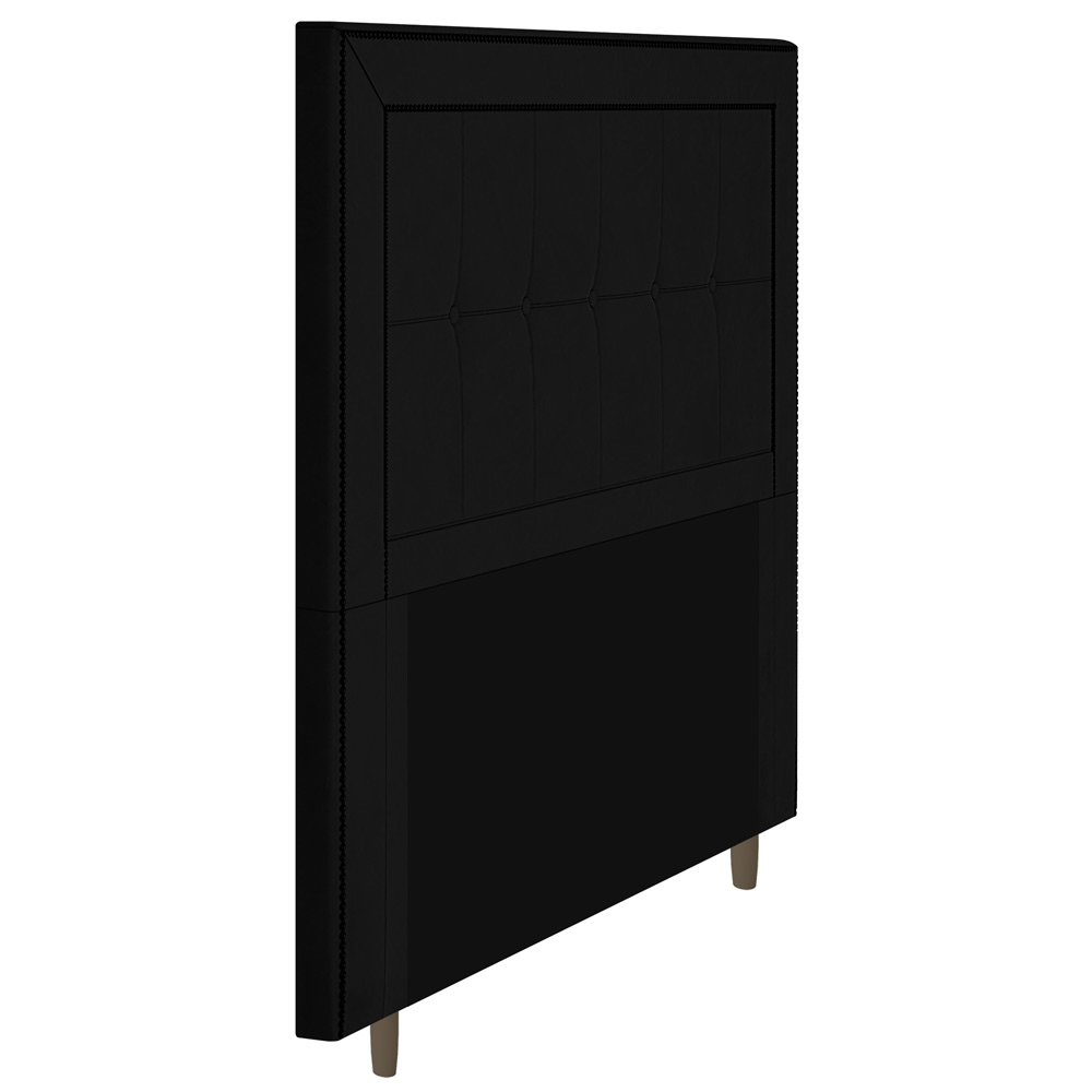 Cabeceira Cama Box Casal Luxor 140cm com Tachas e Frame Suede Preto - Desk Design