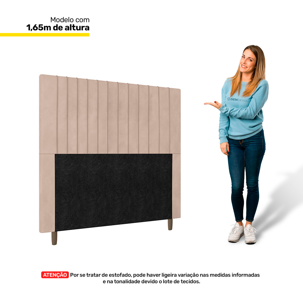 Cabeceira Cama Box Casal Nala 140cm Suede Bege - Desk Design