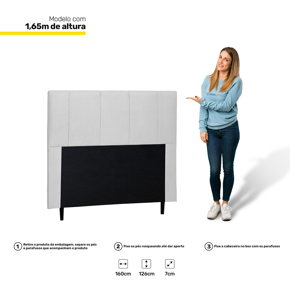 Cabeceira Cama Box Casal Queen Donna 160cm Corano Branco - Desk Design