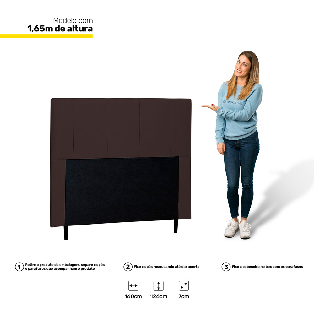 Cabeceira Cama Box Casal Queen Donna 160cm Corano Marrom - Desk Design
