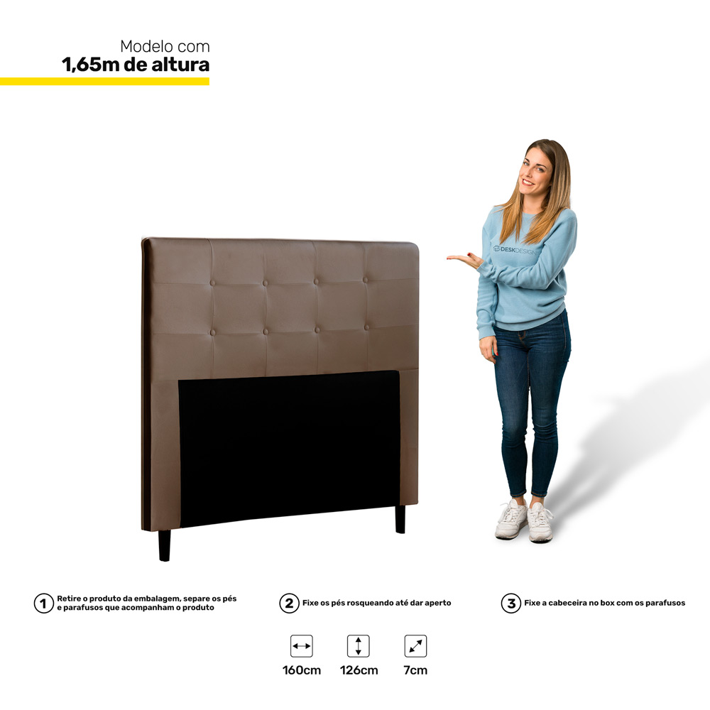 Cabeceira Cama Box Casal Queen Luna 160cm Corano Marrom - Desk Design