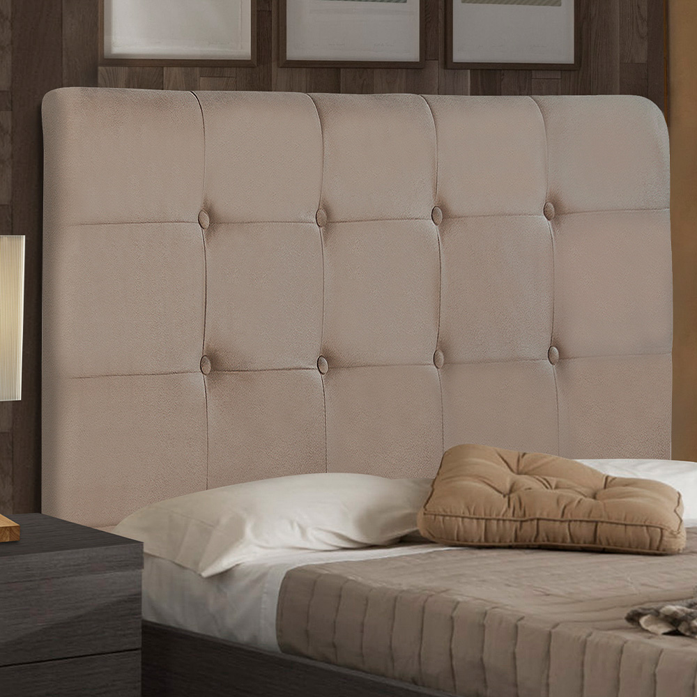 Cabeceira Cama Box Casal Queen Luna 160cm Suede Bege - Desk Design