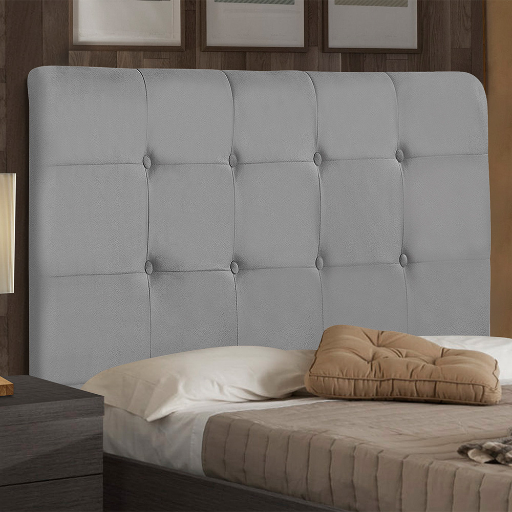 Cabeceira Cama Box Casal Queen Luna 160cm Suede Cinza - Desk Design