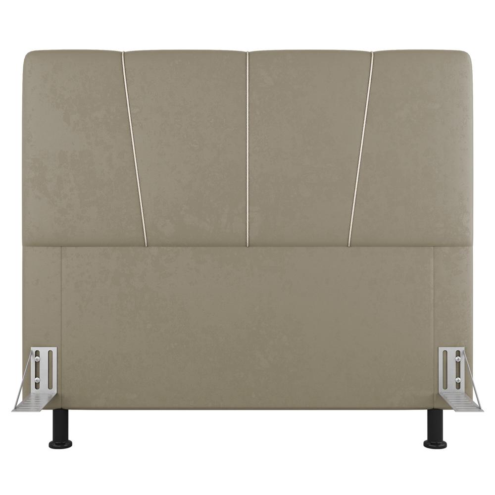 Cabeceira Cama Box Casal Queen Size Amber 160cm Estofada Linho Bege - Desk Design