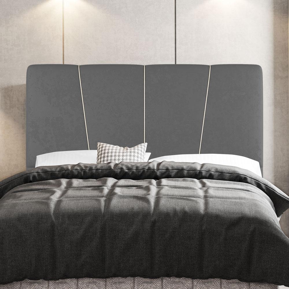 Cabeceira Cama Box Casal Queen Size Amber 160cm Estofada Linho Cinza - Desk Design