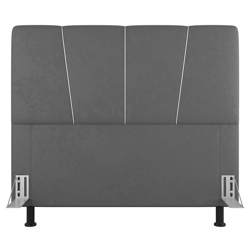 Cabeceira Cama Box Casal Queen Size Amber 160cm Estofada Linho Cinza - Desk Design