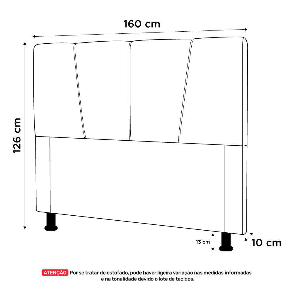 Cabeceira Cama Box Casal Queen Size Amber 160cm Estofada Linho Cinza Claro - Desk Design