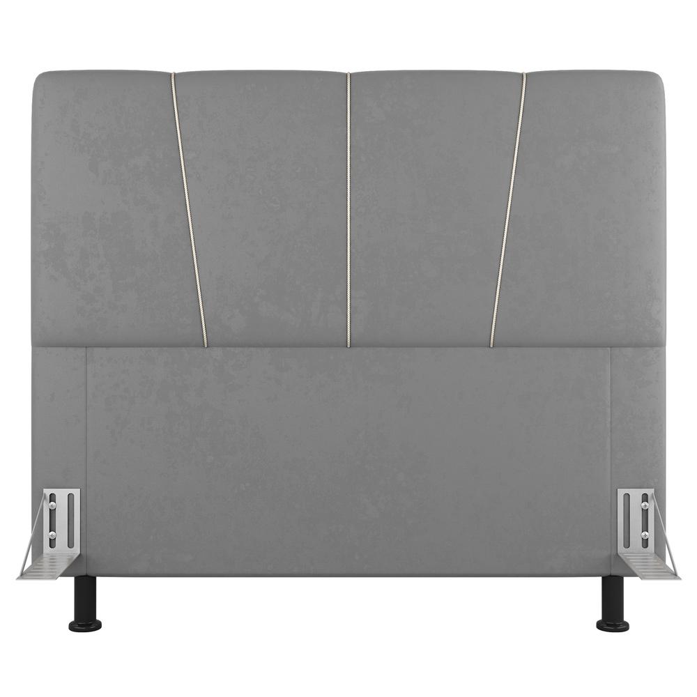 Cabeceira Cama Box Casal Queen Size Amber 160cm Estofada Linho Cinza Claro - Desk Design