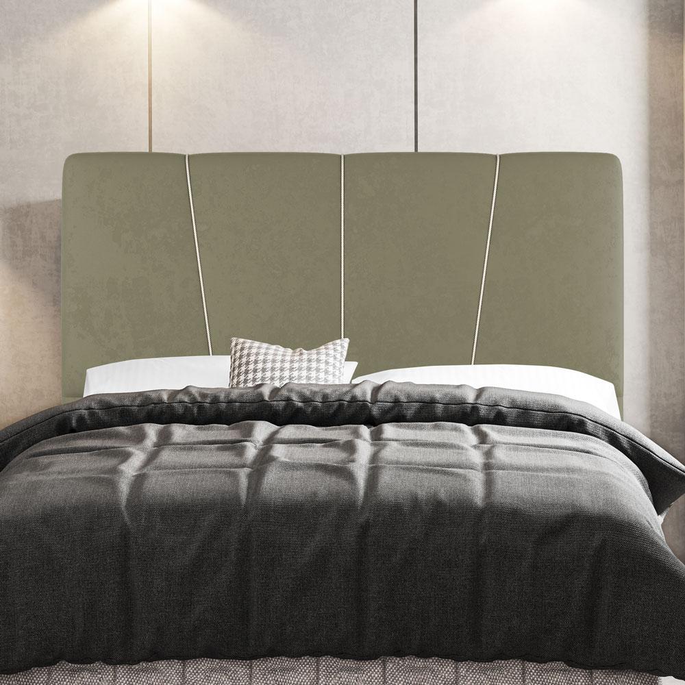 Cabeceira Cama Box Casal Queen Size Amber 160cm Estofada Sintético Bege - Desk Design