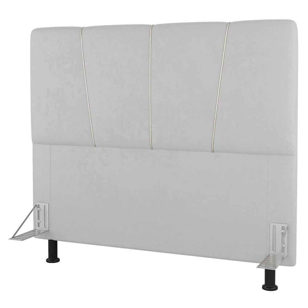 Cabeceira Cama Box Casal Queen Size Amber 160cm Estofada Sintético Branco - Desk Design