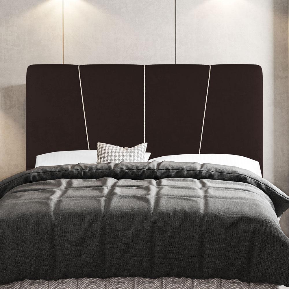 Cabeceira Cama Box Casal Queen Size Amber 160cm Estofada Sintético Marrom - Desk Design