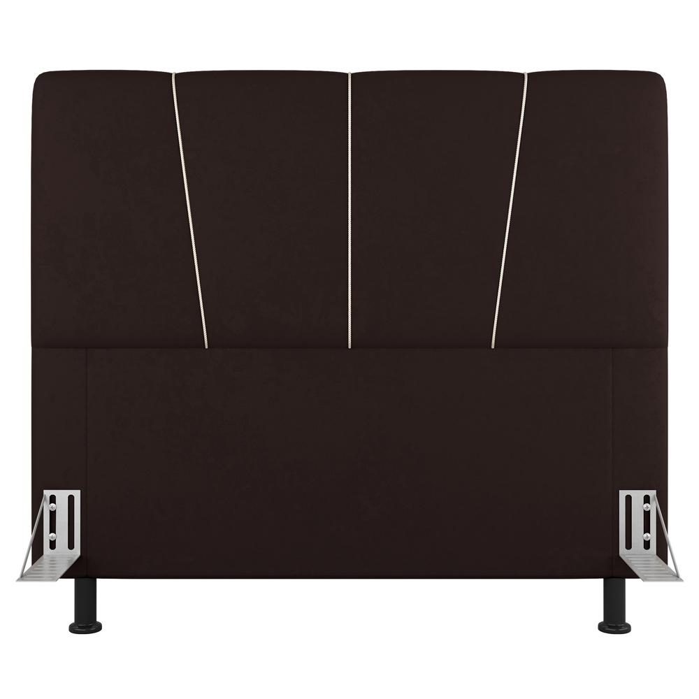 Cabeceira Cama Box Casal Queen Size Amber 160cm Estofada Sintético Marrom - Desk Design
