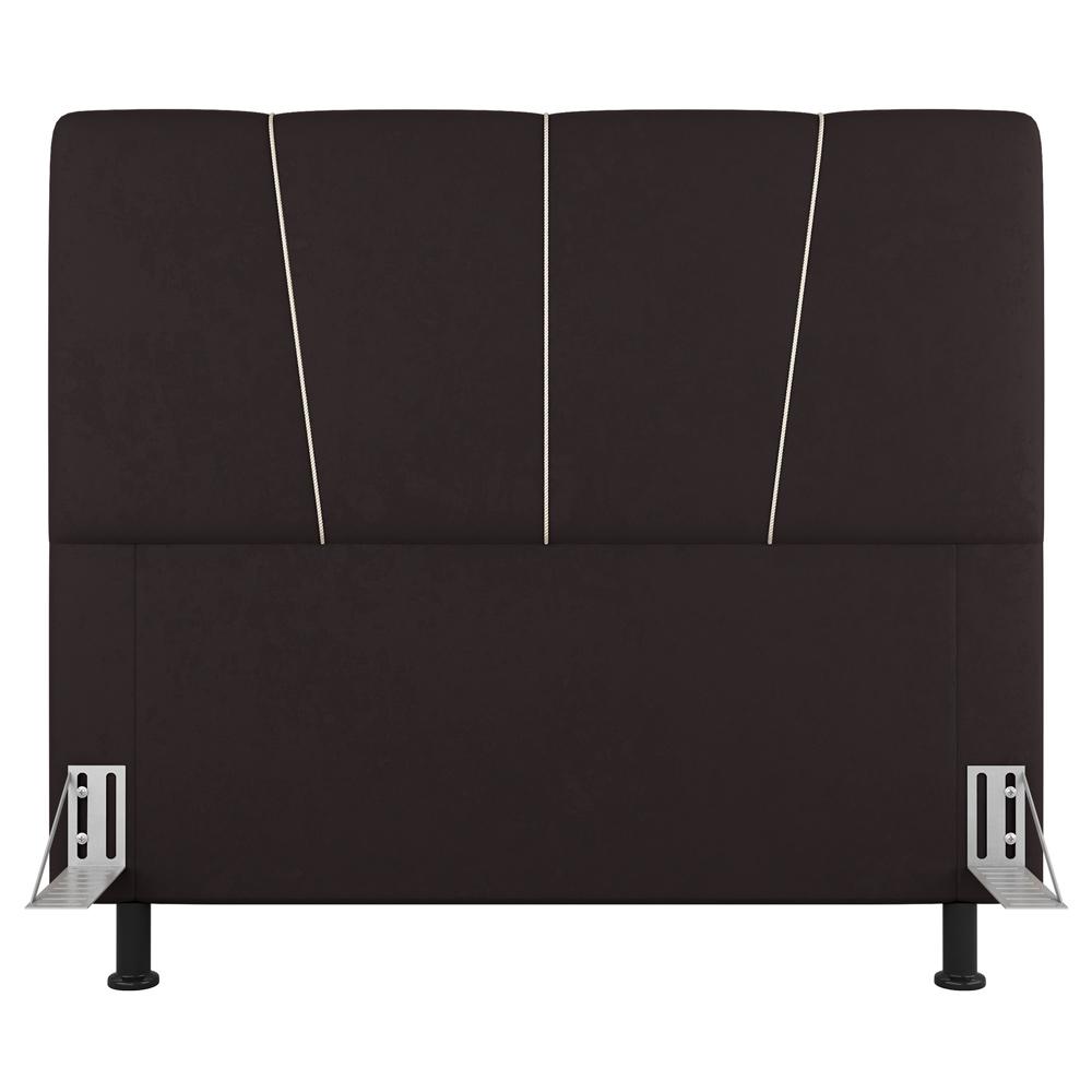 Cabeceira Cama Box Casal Queen Size Amber 160cm Estofada Suede Marrom - Desk Design
