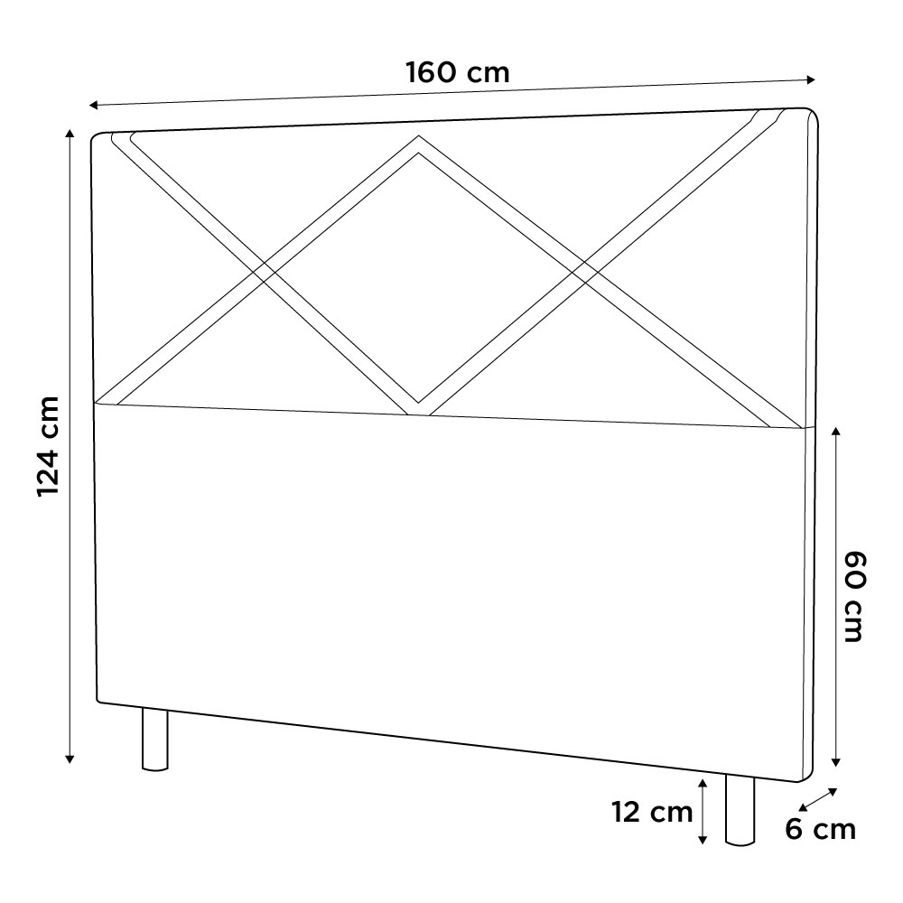 Cabeceira Cama Box Casal Queen Size Cairo 160cm Suede Preto - Desk Design