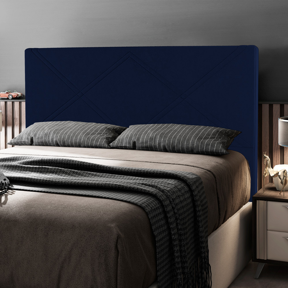 Cabeceira Cama Box Casal Queen Size Cairo 160cm Veludo Azul Marinho - Desk Design