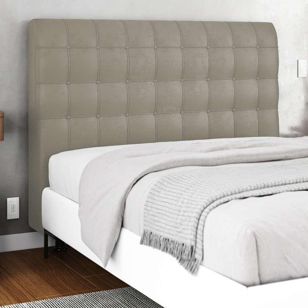 Cabeceira Cama Box Casal Queen Size Ciara 160cm Botonê com Frame Sintético Bege - Desk Design