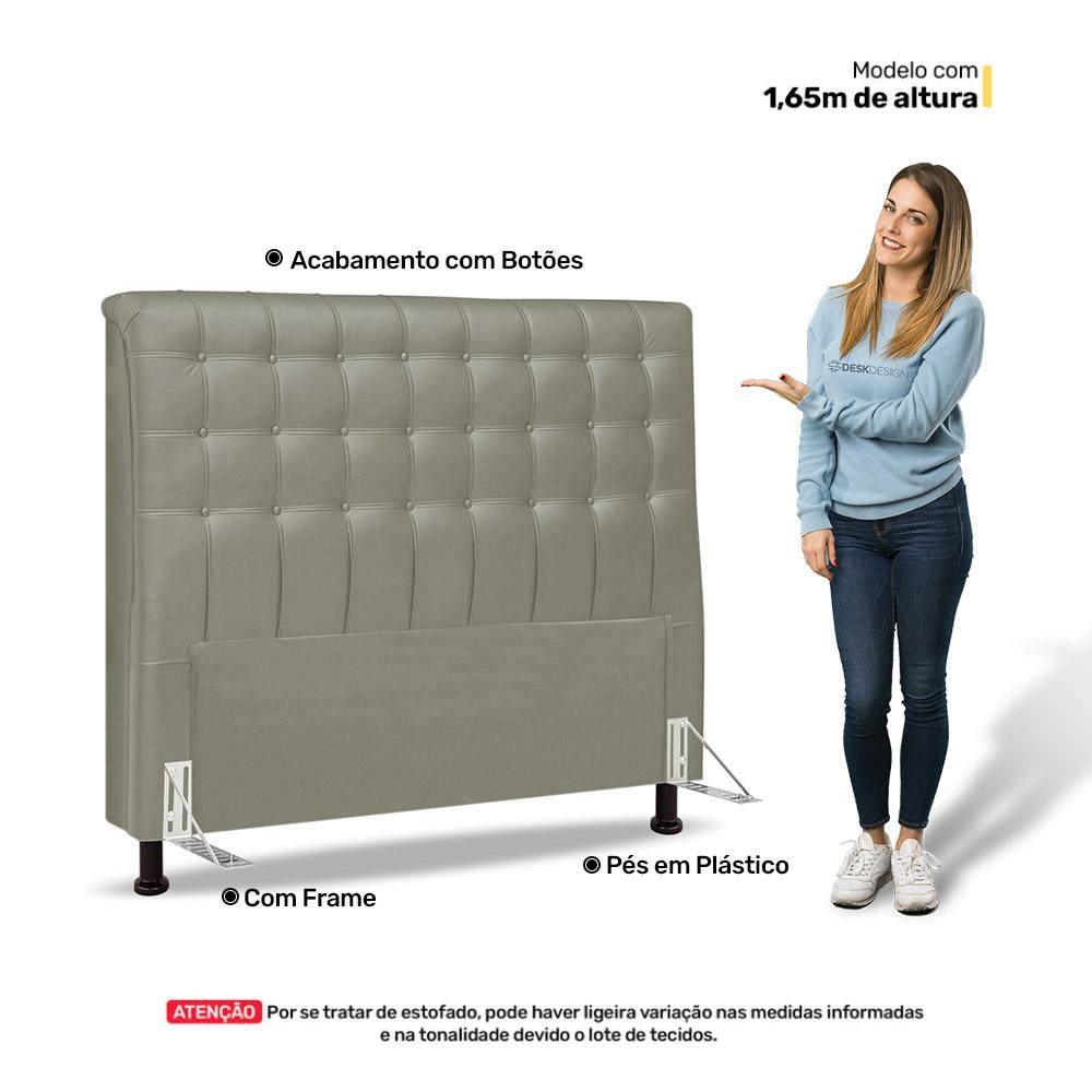 Cabeceira Cama Box Casal Queen Size Ciara 160cm Botonê com Frame Sintético Bege - Desk Design