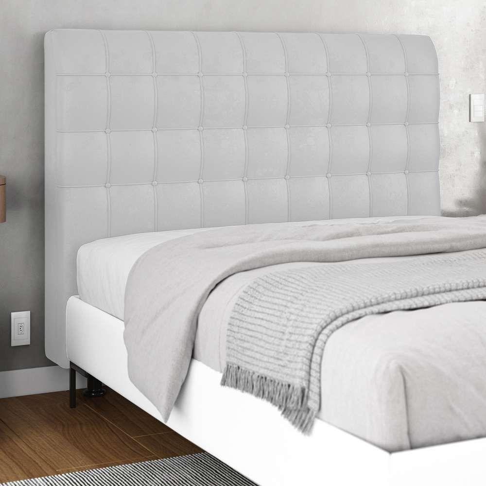 Cabeceira Cama Box Casal Queen Size Ciara 160cm Botonê com Frame Sintético Branco - Desk Design