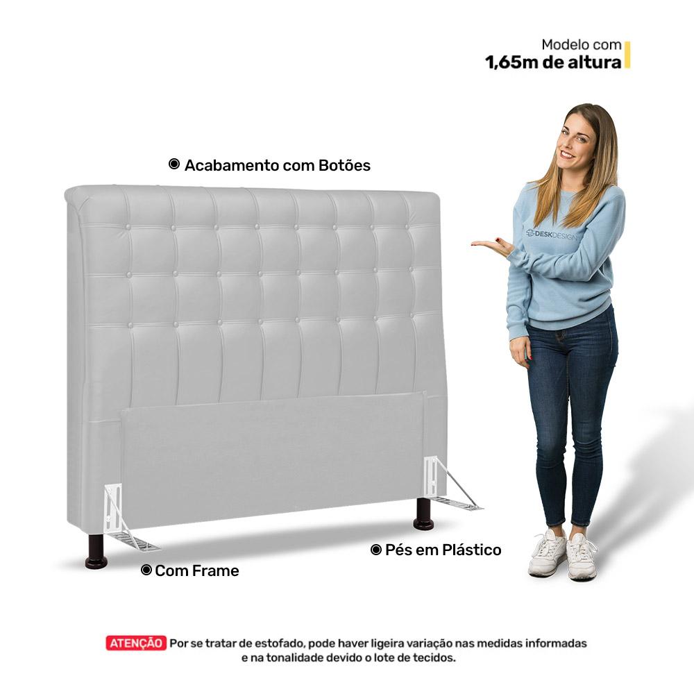 Cabeceira Cama Box Casal Queen Size Ciara 160cm Botonê com Frame Sintético Branco - Desk Design