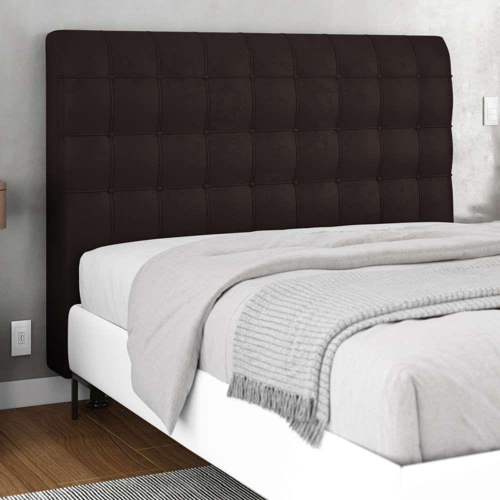 Cabeceira Cama Box Casal Queen Size Ciara 160cm Botonê com Frame Sintético Marrom - Desk Design