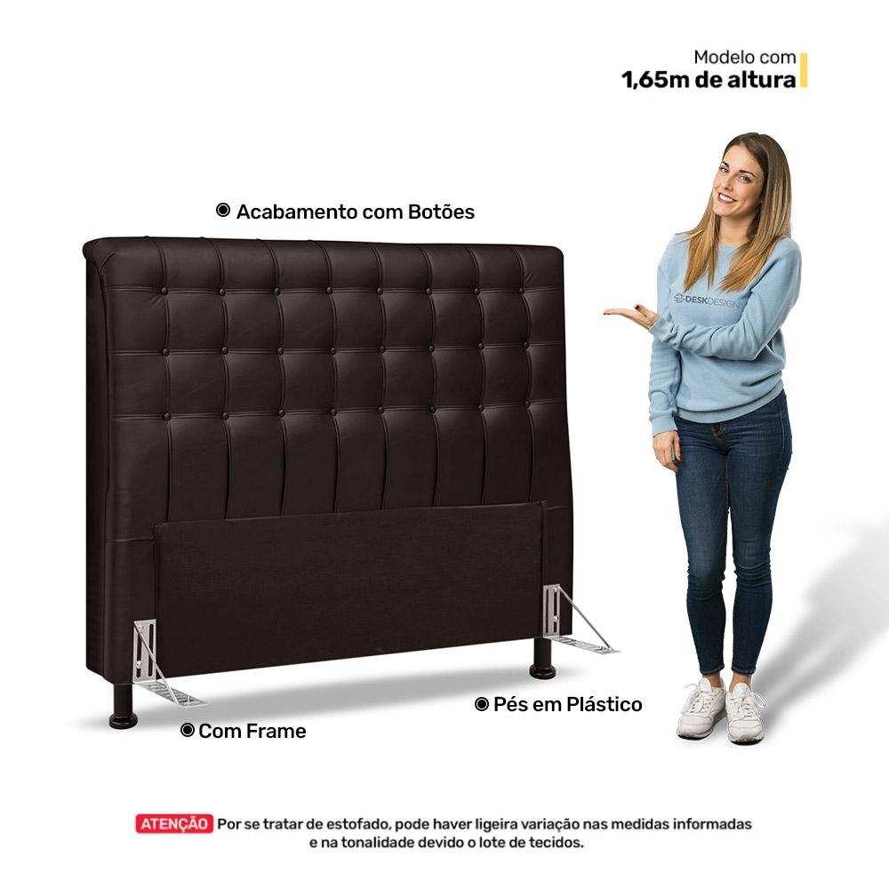 Cabeceira Cama Box Casal Queen Size Ciara 160cm Botonê com Frame Sintético Marrom - Desk Design