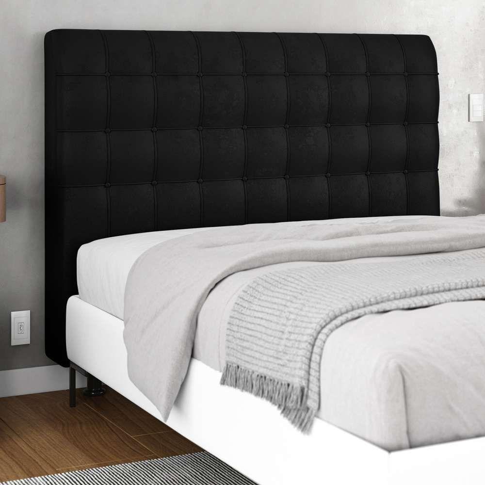 Cabeceira Cama Box Casal Queen Size Ciara 160cm Botonê com Frame Sintético Preto - Desk Design