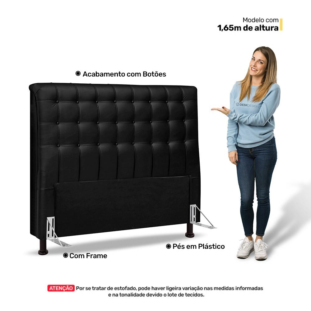 Cabeceira Cama Box Casal Queen Size Ciara 160cm Botonê com Frame Sintético Preto - Desk Design