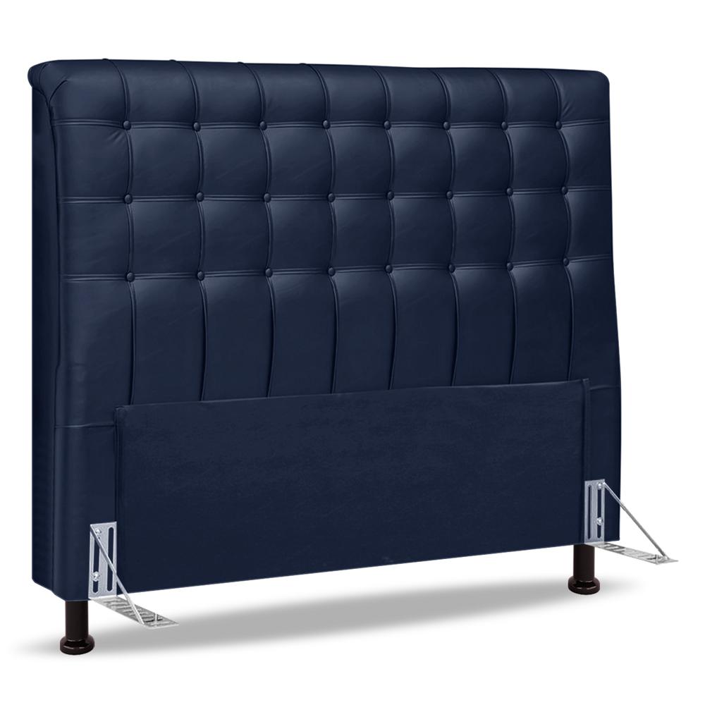 Cabeceira Cama Box Casal Queen Size Ciara 160cm Botonê com Frame Suede Azul Marinho - Desk Design