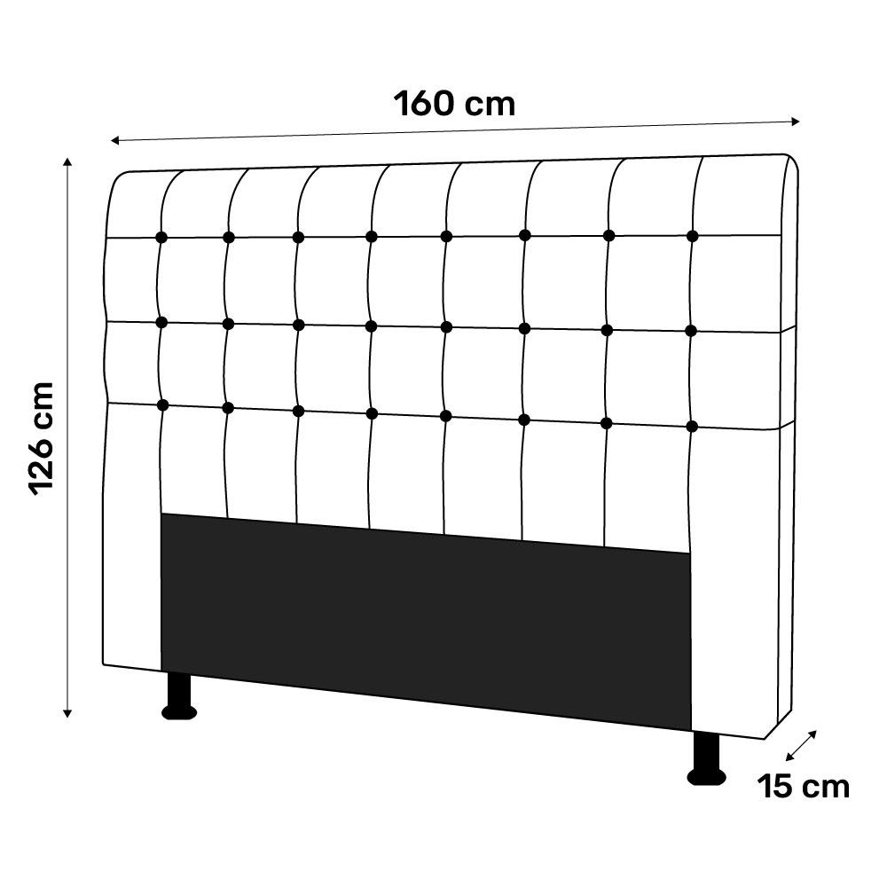 Cabeceira Cama Box Casal Queen Size Ciara 160cm Botonê com Frame Suede Azul Marinho - Desk Design