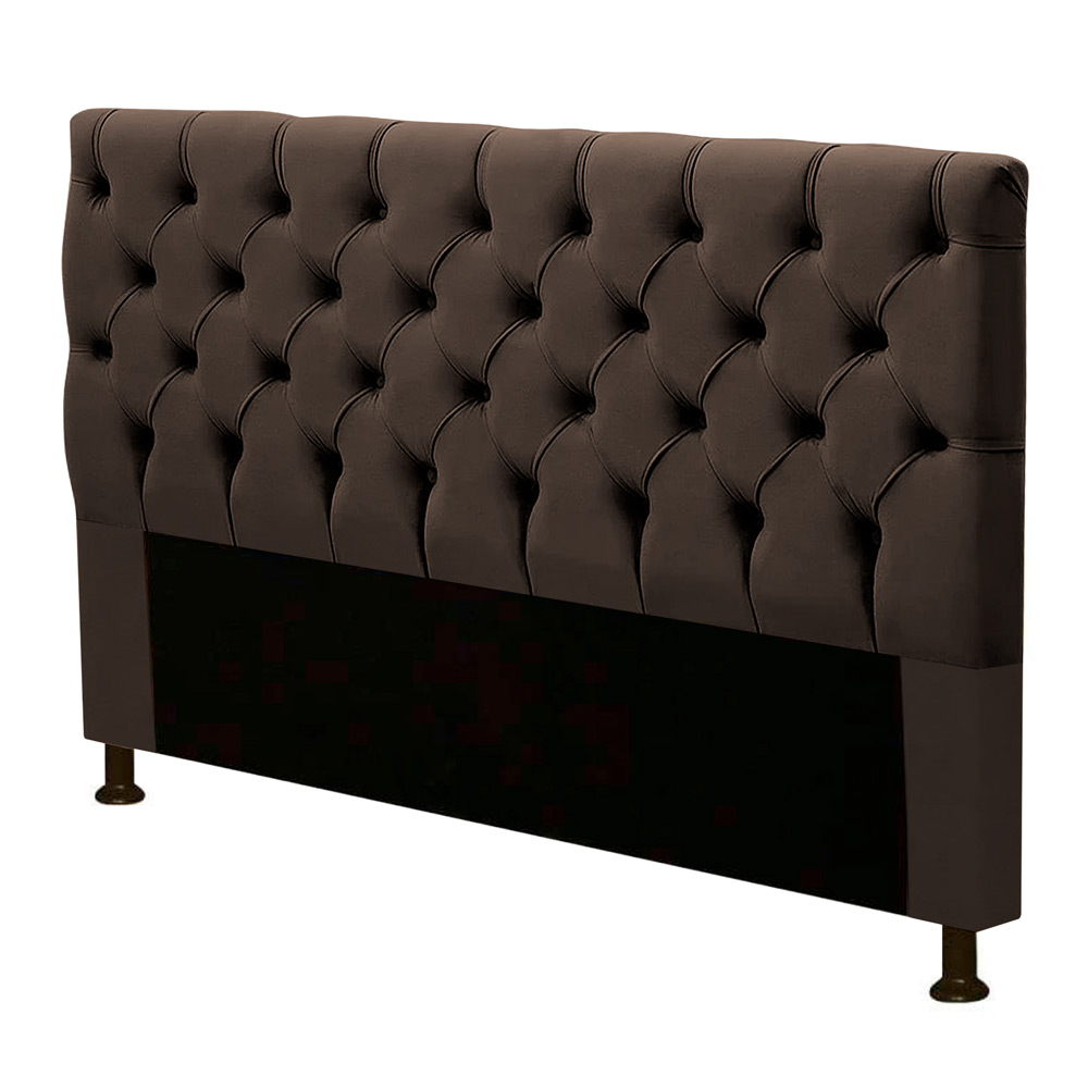 Cabeceira Cama Box Casal Queen Size Cristal 160cm Corino Marrom - Desk Design