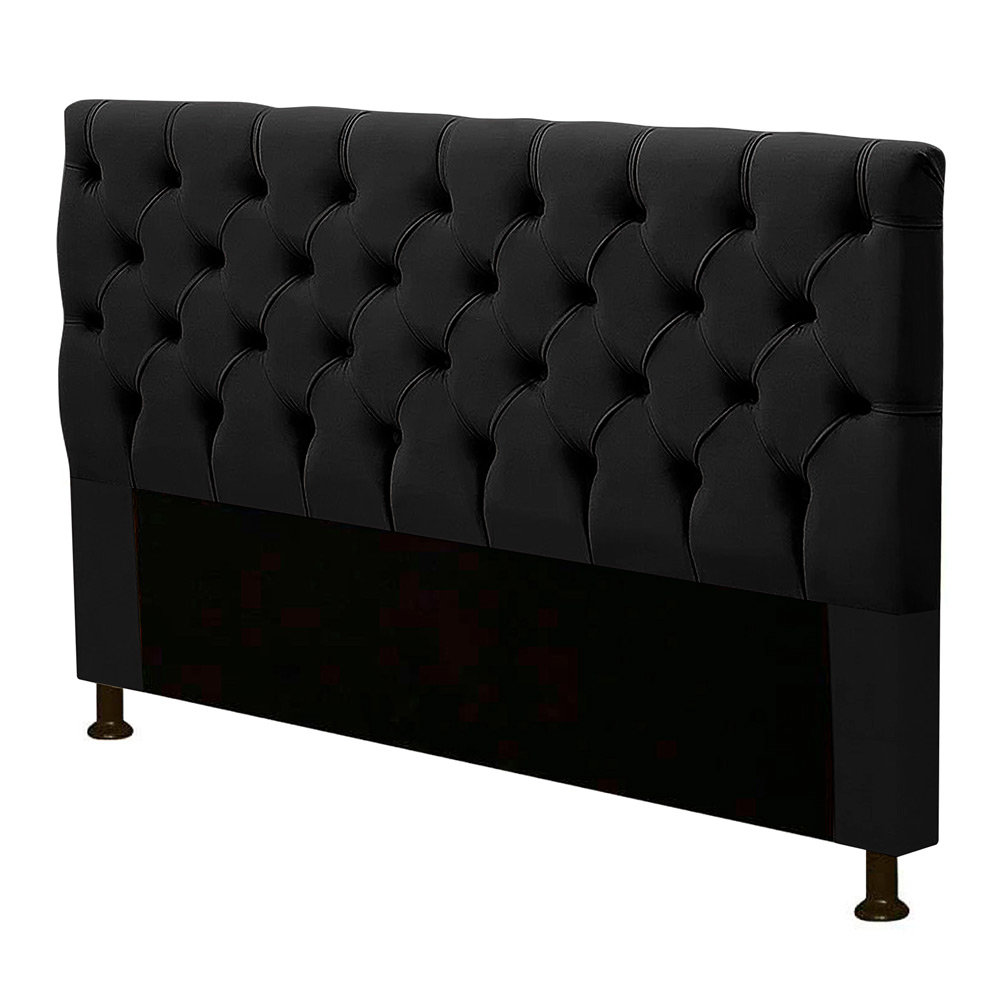 Cabeceira Cama Box Casal Queen Size Cristal 160cm Corino Preto - Desk Design