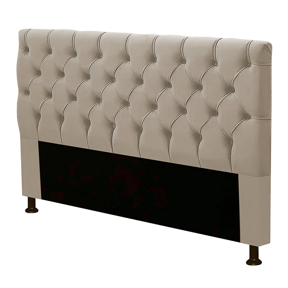 Cabeceira Cama Box Casal Queen Size Cristal 160cm Suede Bege - Desk Design