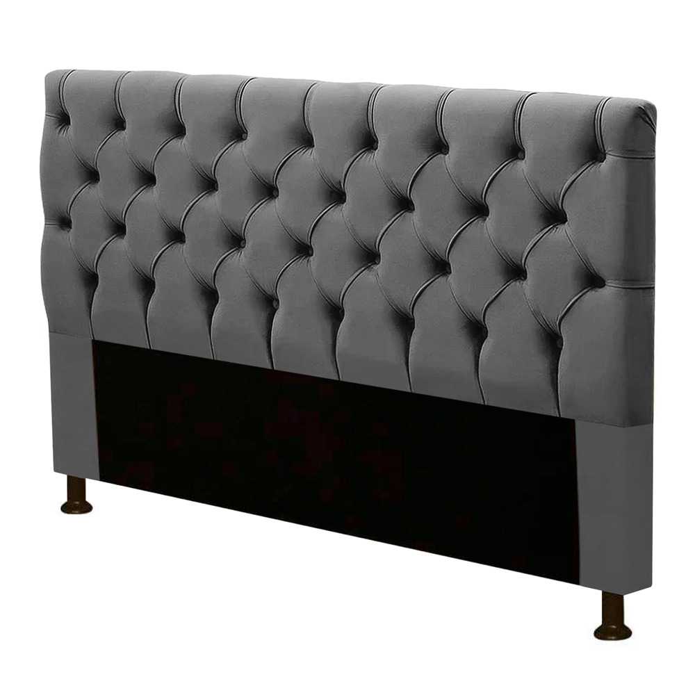 Cabeceira Cama Box Casal Queen Size Cristal 160cm Suede Cinza - Desk Design