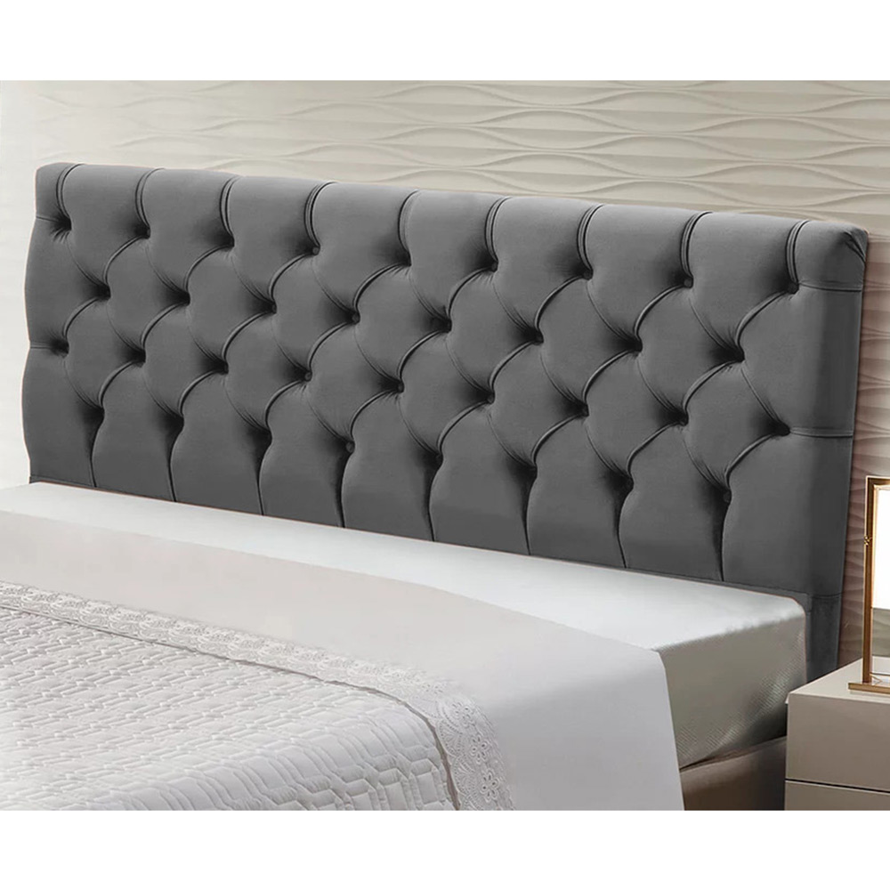 Cabeceira Cama Box Casal Queen Size Cristal 160cm Suede Cinza - Desk Design