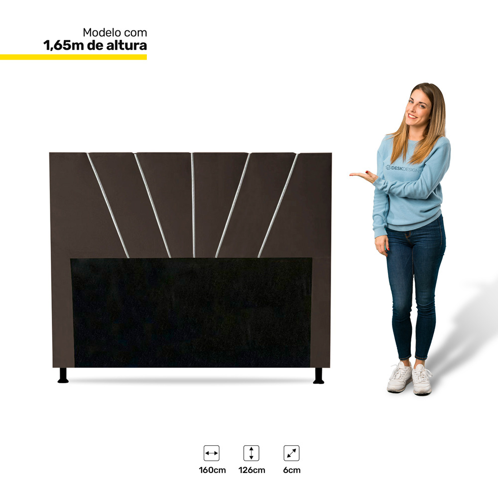 Cabeceira Cama Box Casal Queen Size Dallas 160cm Corano Marrom - Desk Design